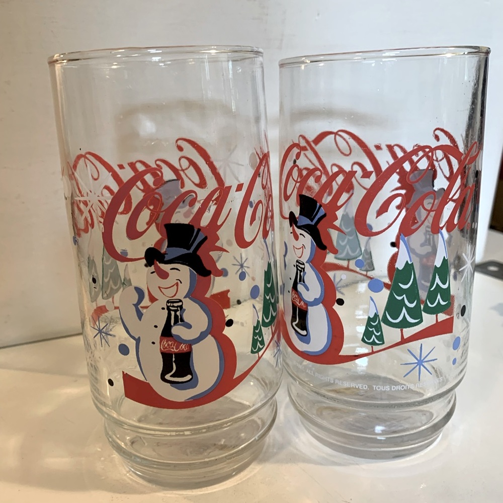 Vintage set of Coca Cola Holiday Glasses.